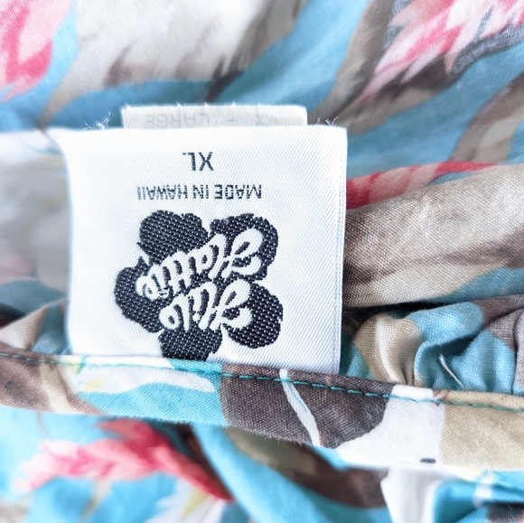 SOLD Hilo Hattie Dress XL Blue Floral Long Ruffle Maxi Tropical Flowy Hawaiian - Picture 4 of 4